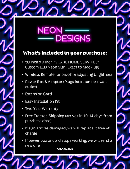 VCARE HOME SERVICES - Premium Neon Artwork