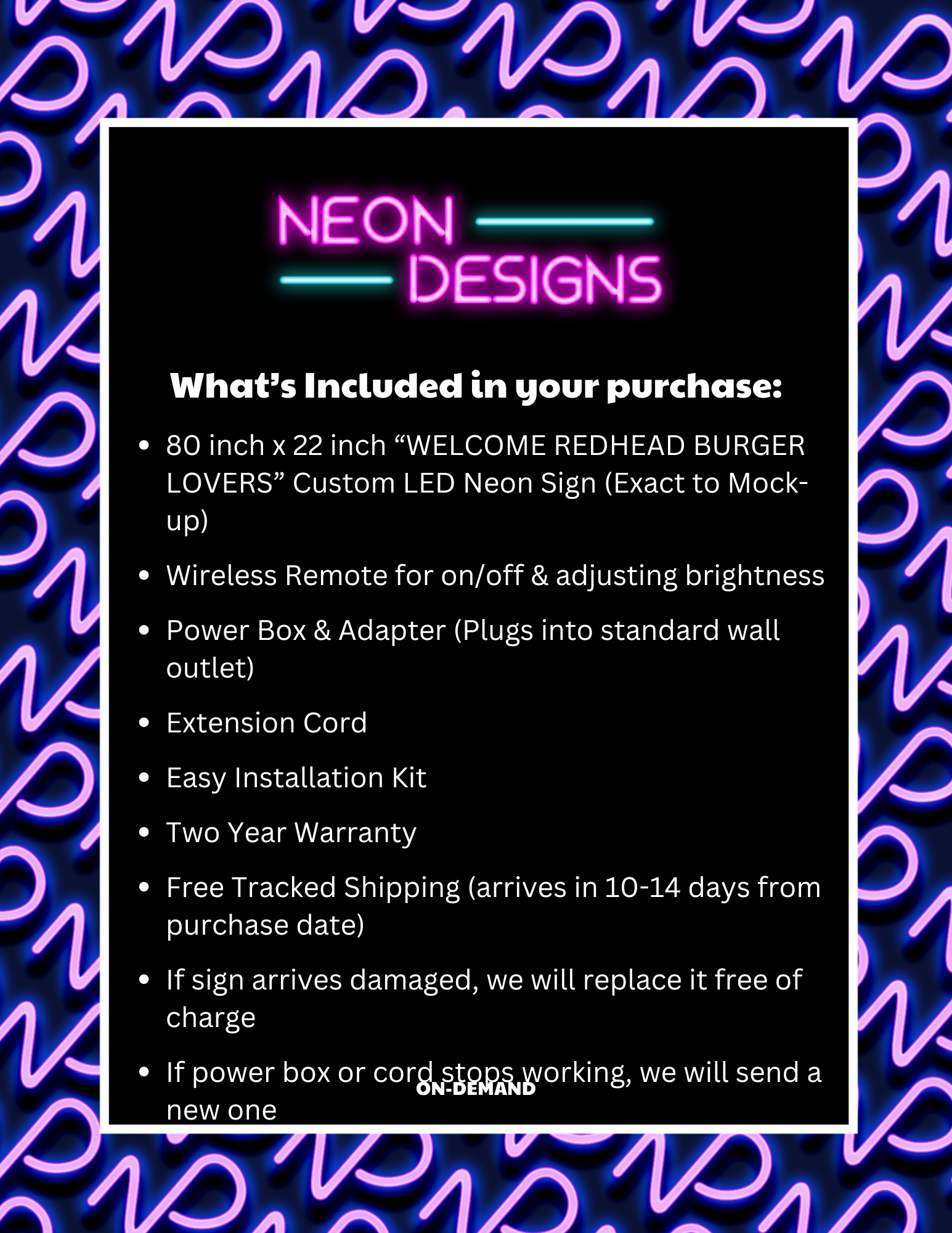 WELCOME REDHEAD BURGER LOVERS - Premium Neon Artwork