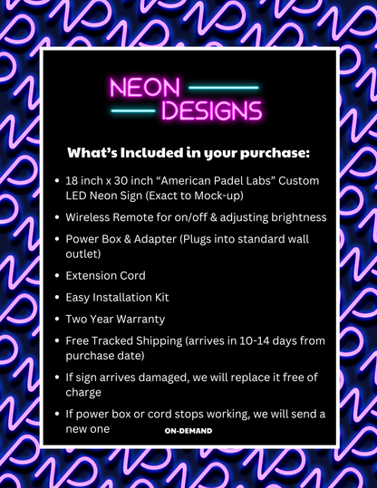 American Padel Labs - Premium Neon Artwork