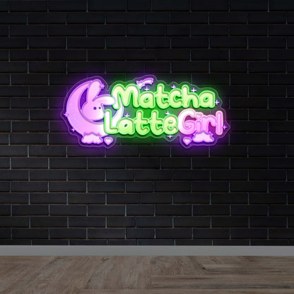 Matcha Latte Girl - Premium Neon Artwork