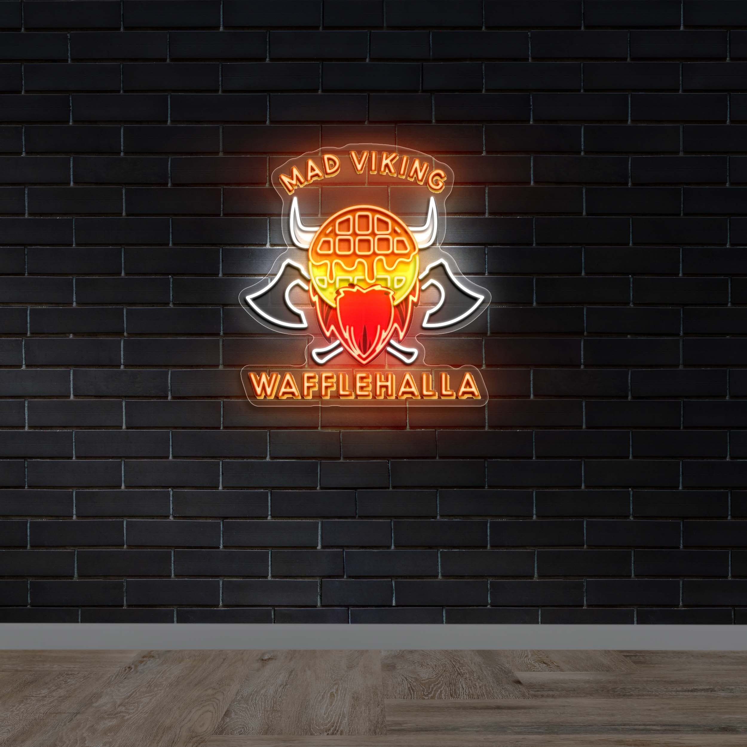Mad Viking Wafflehalla - Premium Neon Artwork
