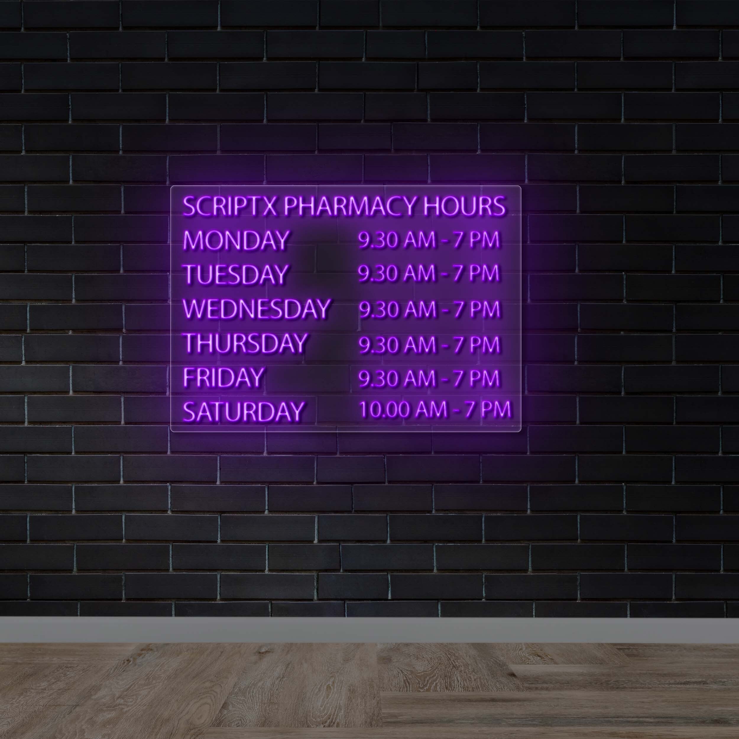 SCRIPTX PHARMACY HOURS - Premium Neon Artwork