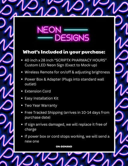 SCRIPTX PHARMACY HOURS - Premium Neon Artwork