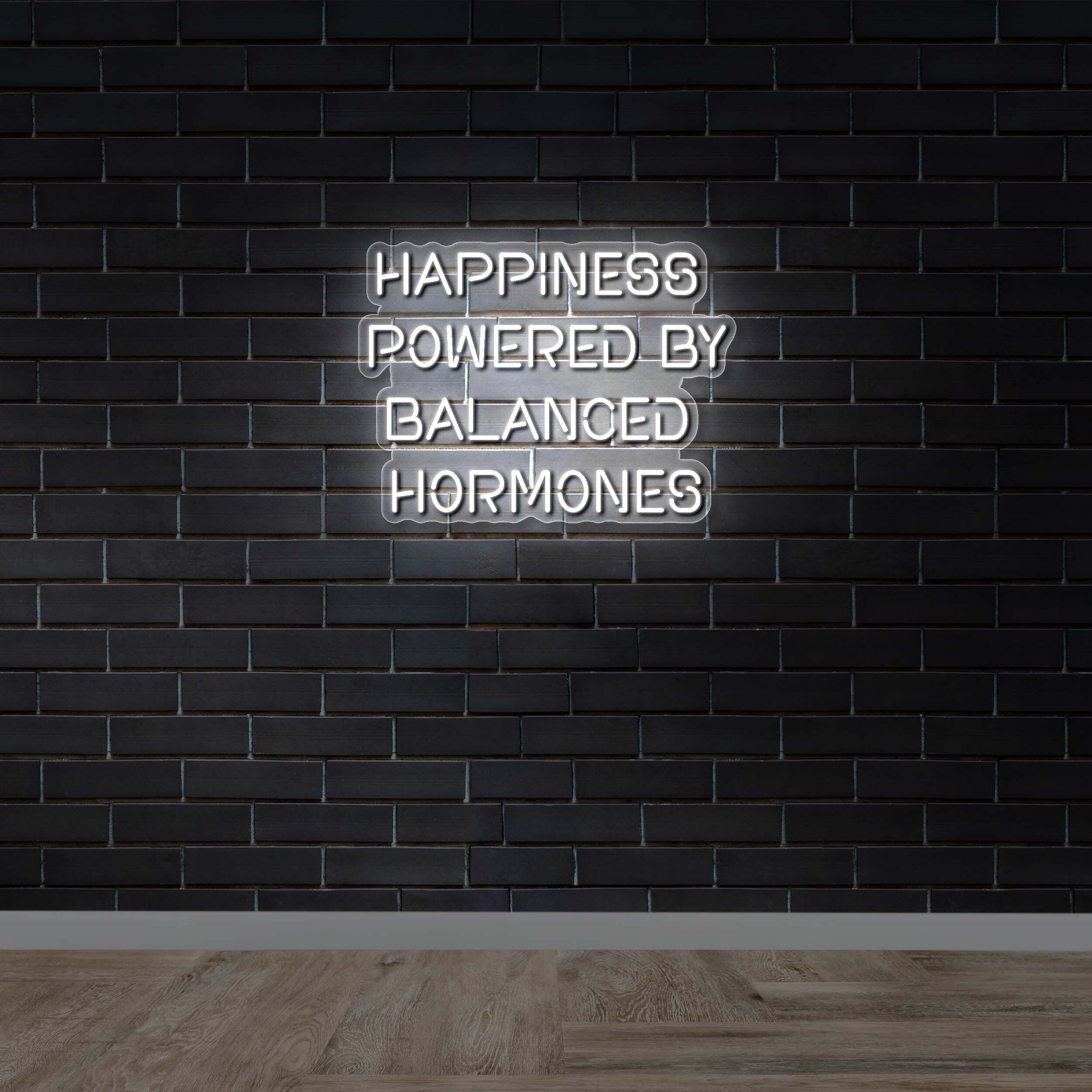 Happiness Powered By Balanced Hormones - Premium Neon Artwork