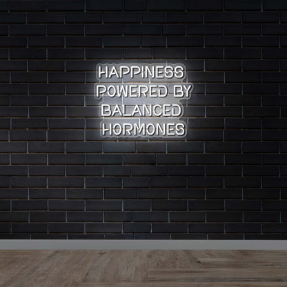 Happiness Powered By Balanced Hormones - Premium Neon Artwork