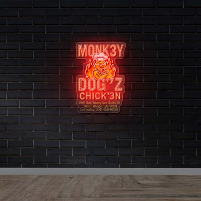 MONK3Y DOG'Z CHICK'3N - Premium Neon Artwork