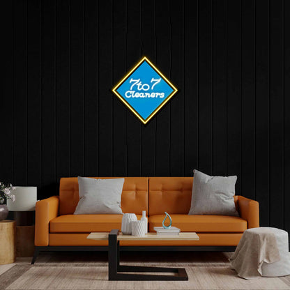 7to7 Cleaners - Premium Neon Artwork