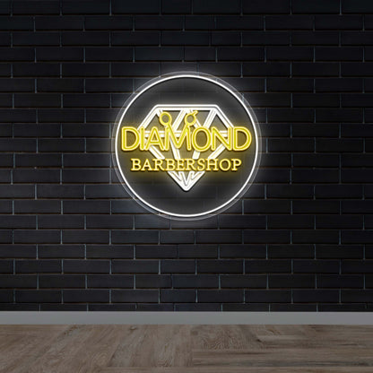 DIAMOND BARBERSHOP - Premium Neon Artwork