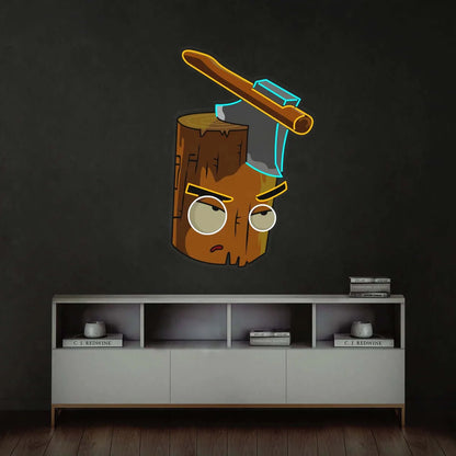 Axe vs. Wood - Premium Neon Artwork