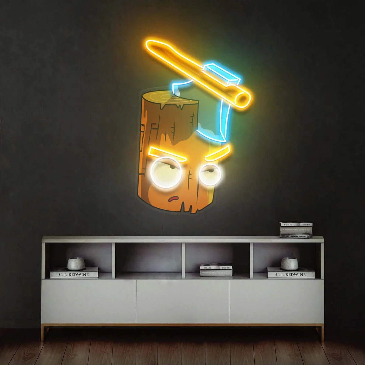 Axe vs. Wood - Premium Neon Artwork