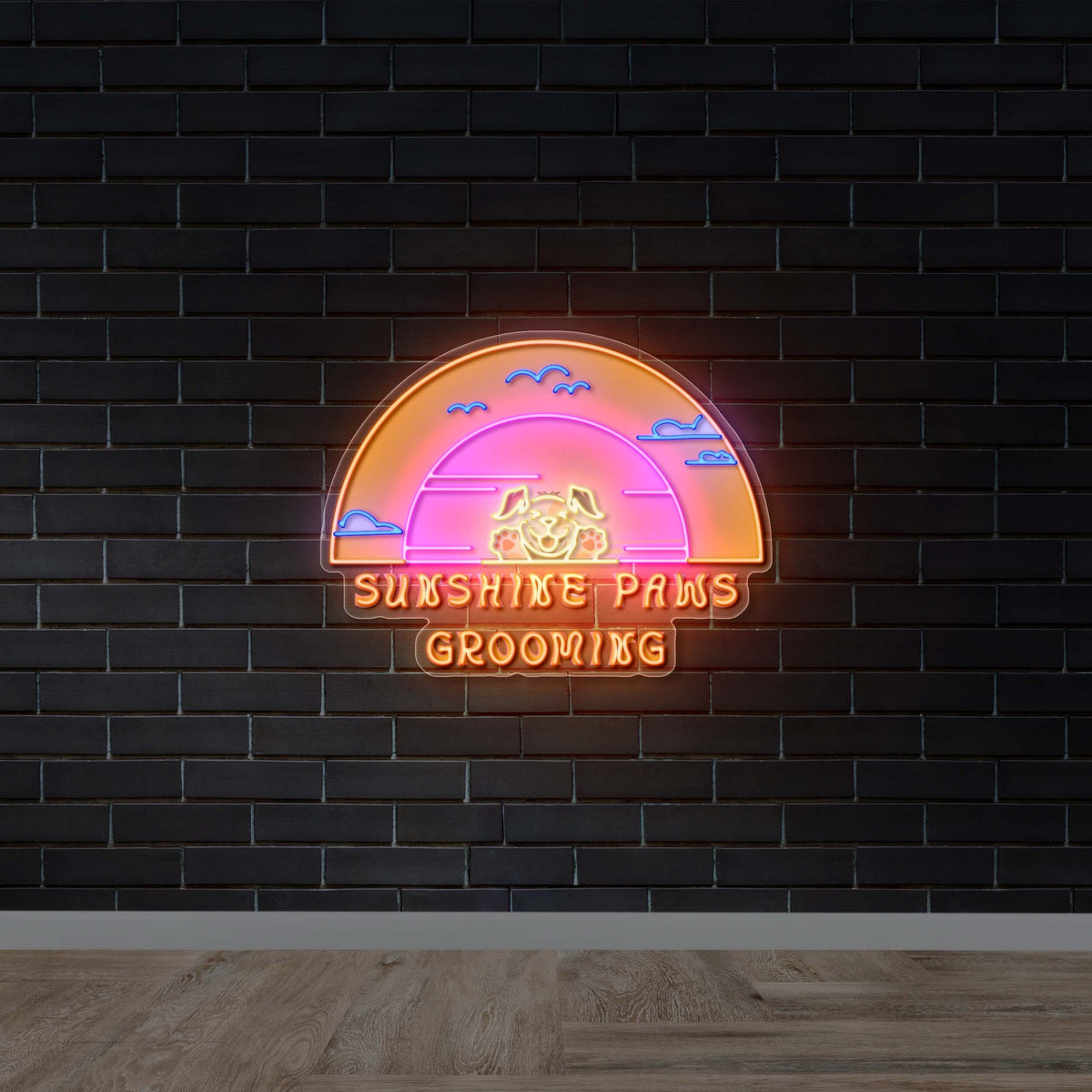 Sunshine Paws Grooming - Premium Neon Artwork