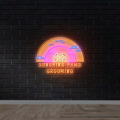 Sunshine Paws Grooming - Premium Neon Artwork