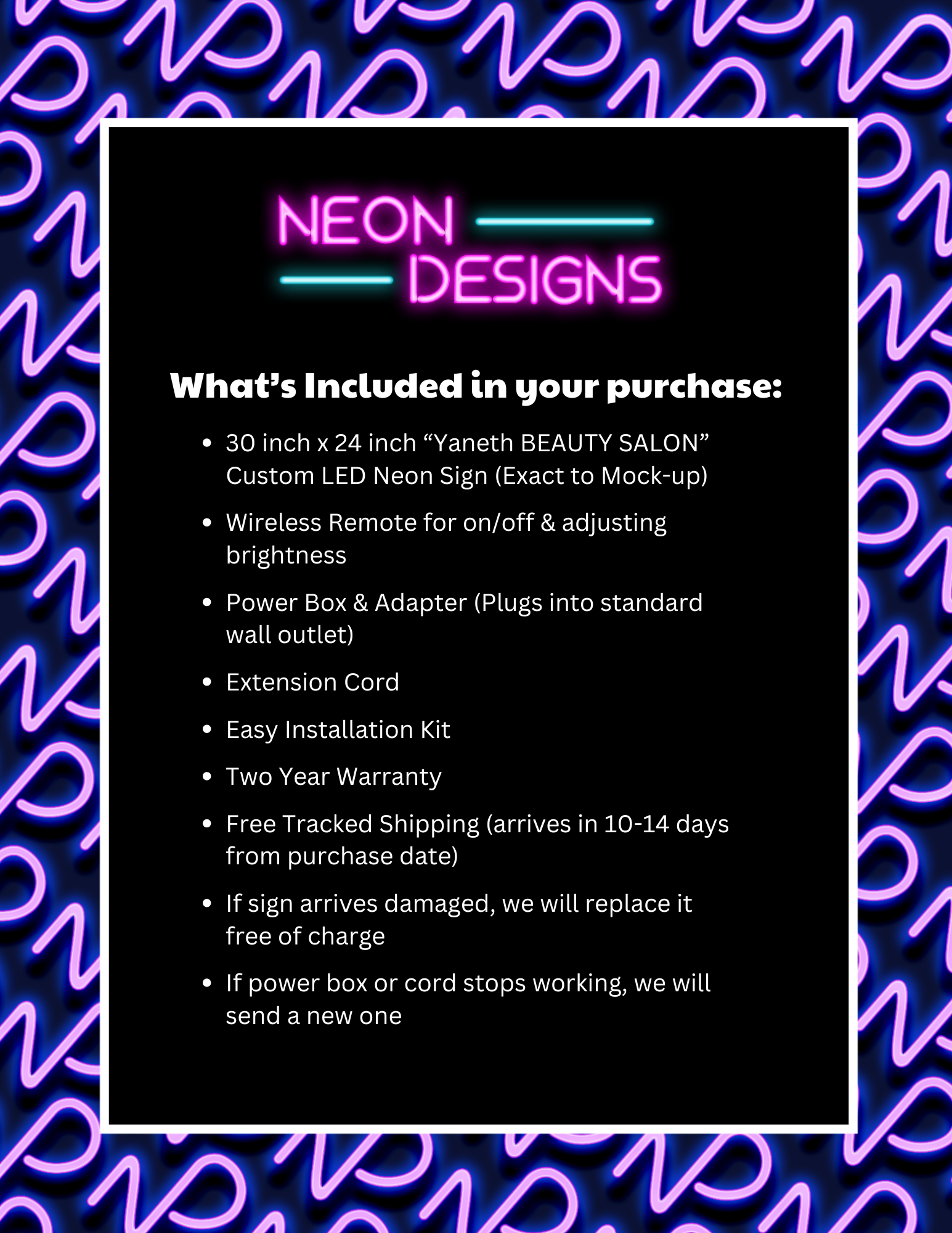 Yaneth BEAUTY SALON - Premium Neon Artwork