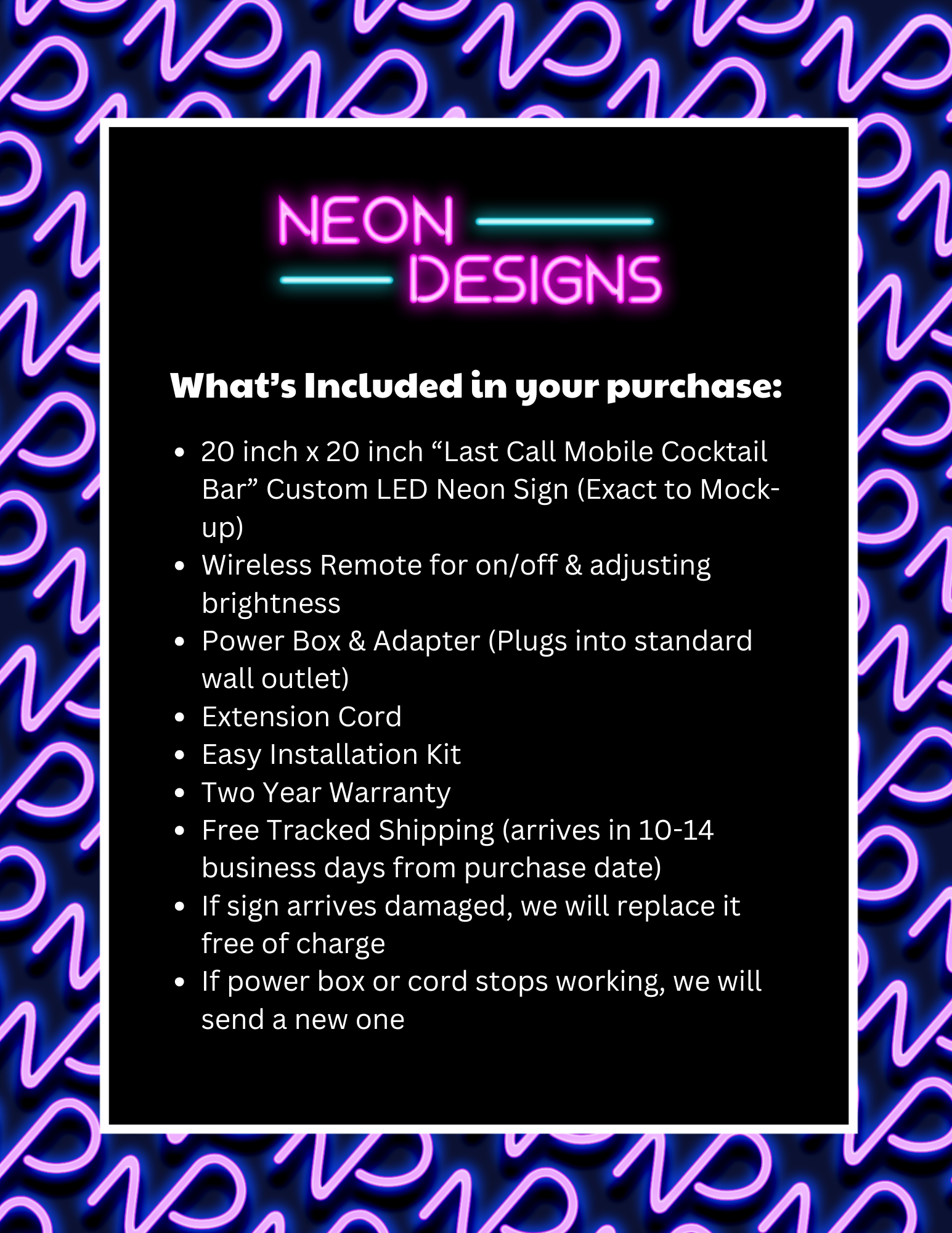 Last Call Mobile Cocktail Bar – Premium Neon Artwork