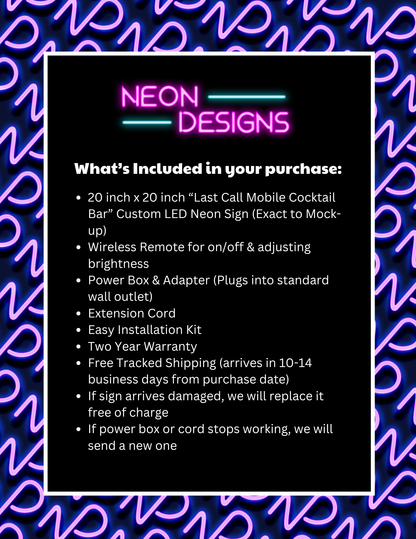 Last Call Mobile Cocktail Bar – Premium Neon Artwork