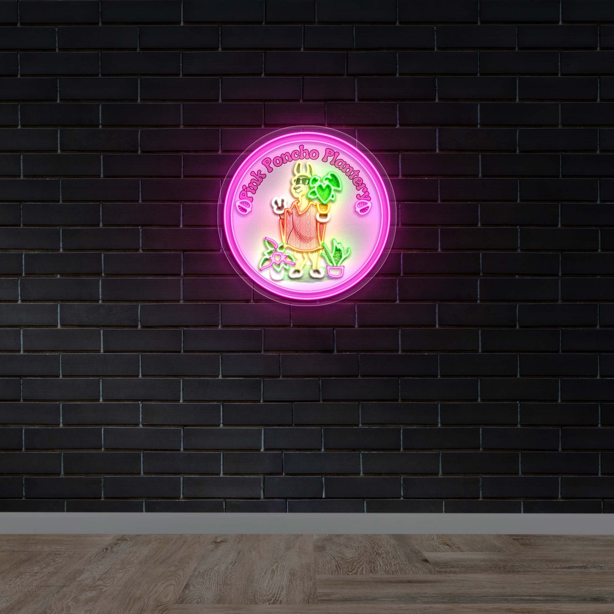 Pink Poncho Plantery - Premium Neon Artwork