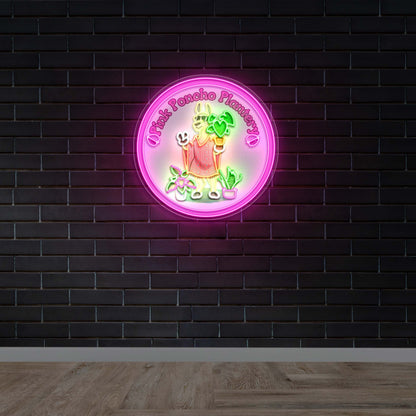 Pink Poncho Plantery - Premium Neon Artwork