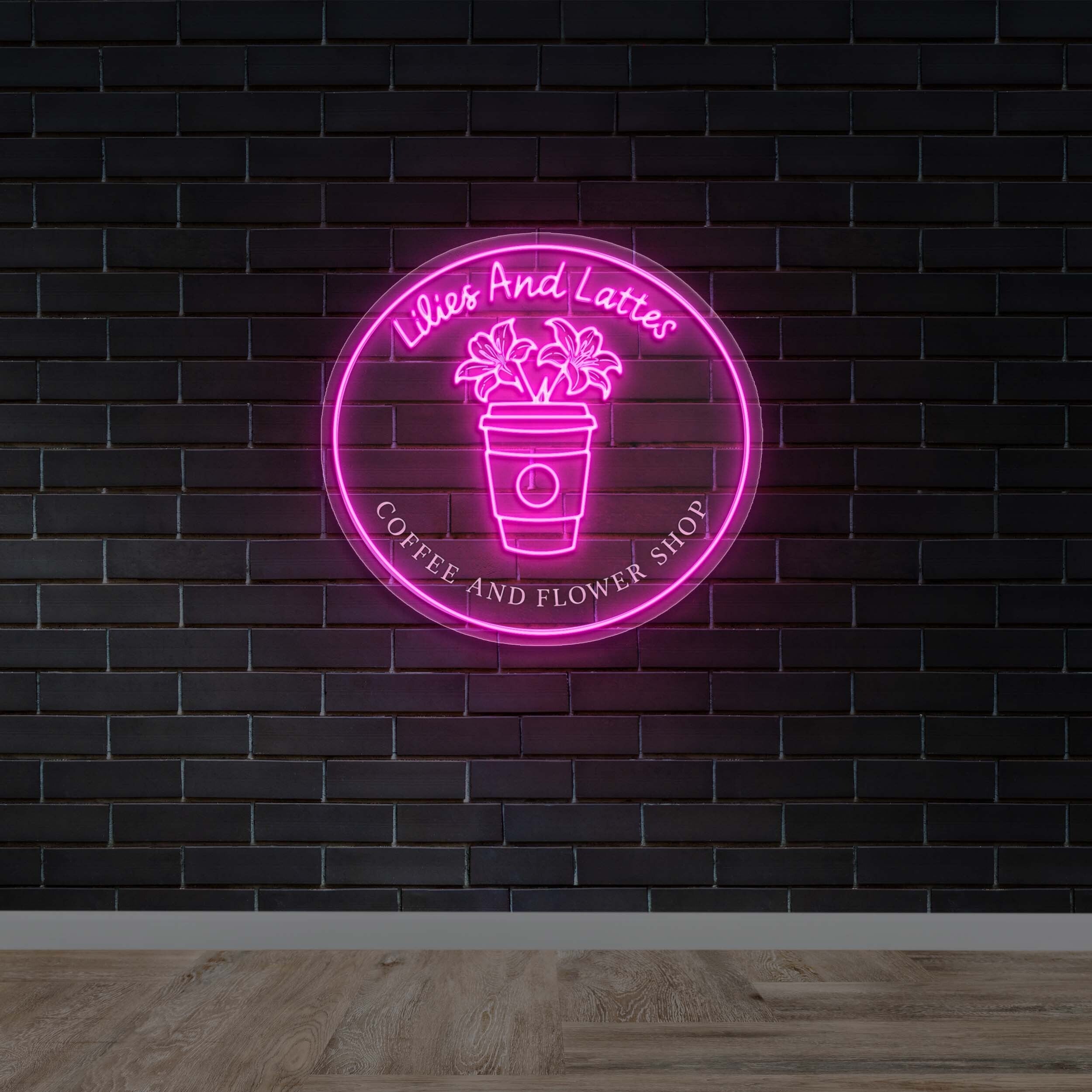 Lilies And Lattes - Premium Neon Artwork