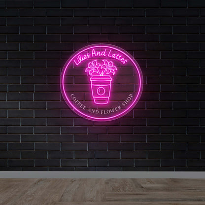Lilies And Lattes - Premium Neon Artwork