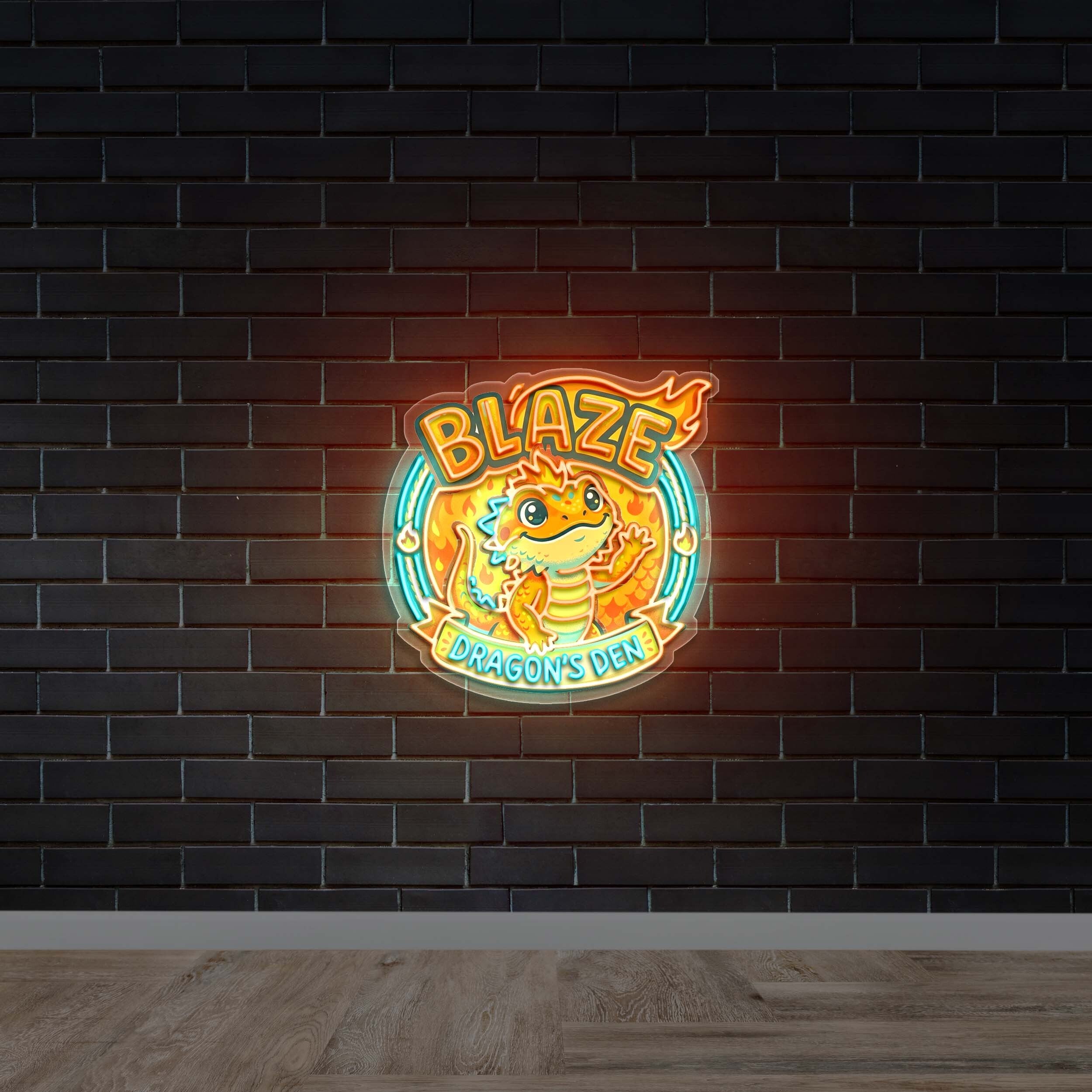 Blaze Dragon's Den - Premium Neon Artwork