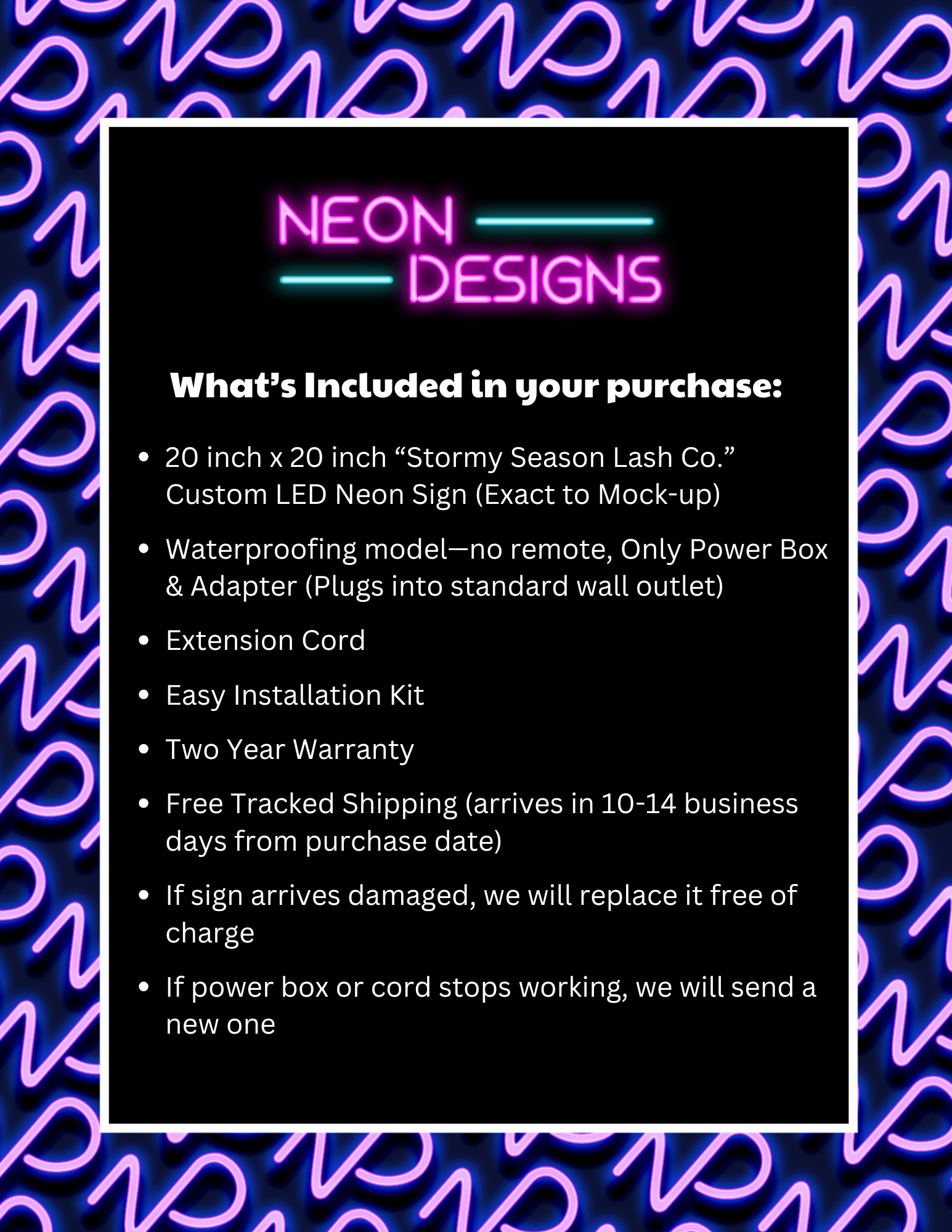 Stormy Season Lash Co. – Premium Neon Artwork