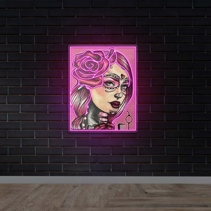 Sugar Rose Skull -  Premium Neon Artwork