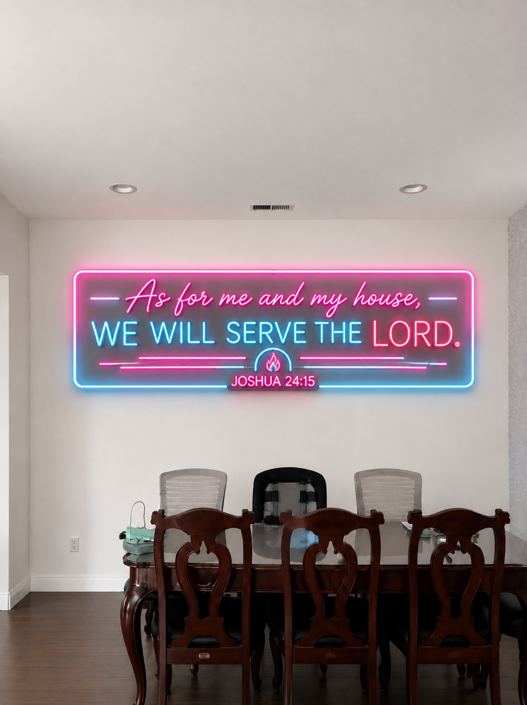 As for Me and My House, We Will Serve the LORD (version 2) - Premium Neon Artwork