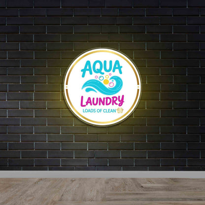 Aqua Laundry - Premium Neon Artwork