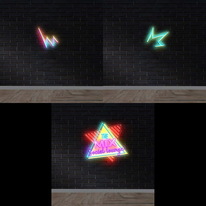 THE MIX SOCIAL LOUNGE + Zigzag signs (combined quote) - Premium Neon Artwork
