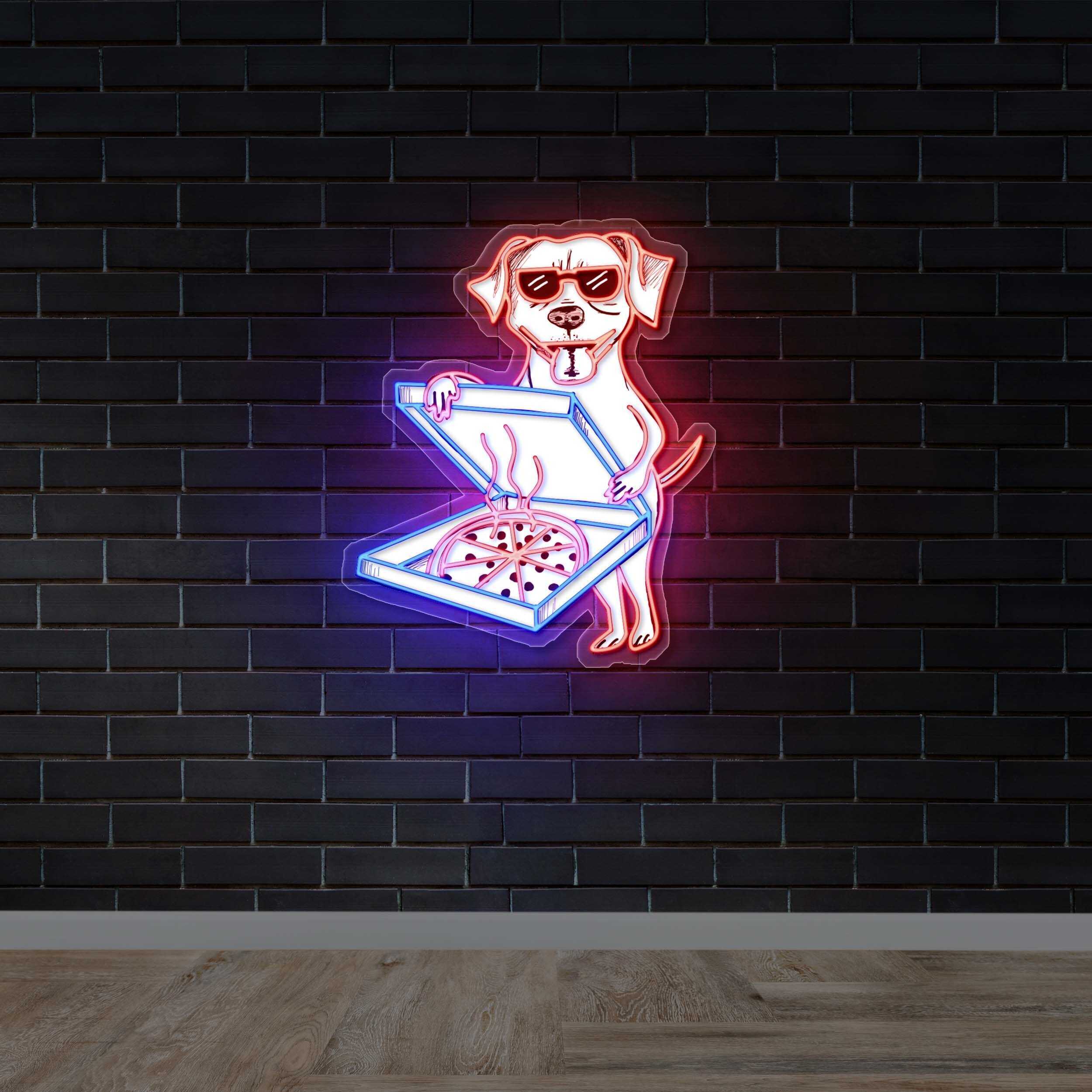 Pizza & Dog - Premium Neon Artwork