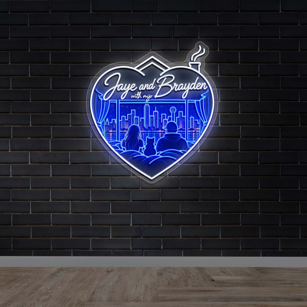 Jaye And Brayden With Miho - Premium Neon Artwork