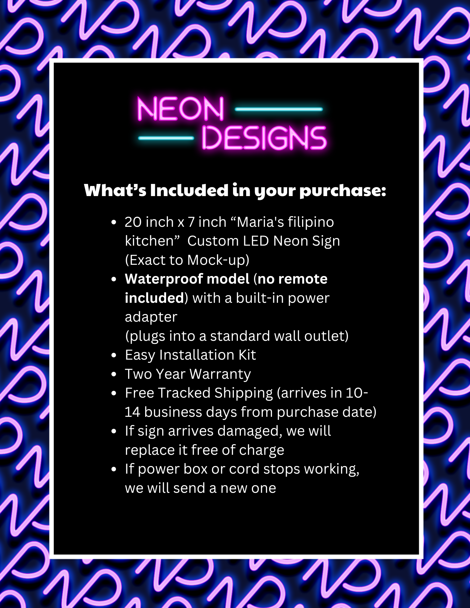 Maria's Filipino Kitchen - Premium Neon Artwork