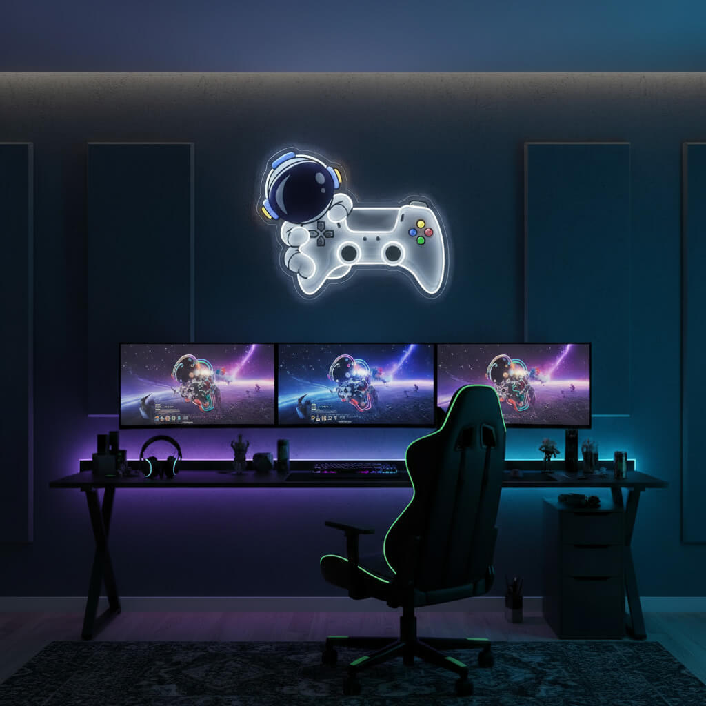 Astronaut Gamer Controller - UV Print Gaming LED Neon Sign