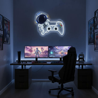 Astronaut Gamer Controller - UV Print Gaming LED Neon Sign
