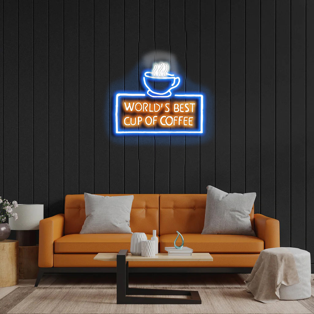 World's Best Cup Of Coffee - Premium Neon Artwork