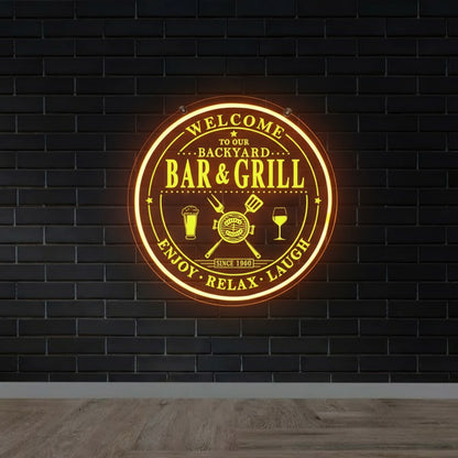 Backyard Bar & Grill Vintage Custom LED Neon Sign
