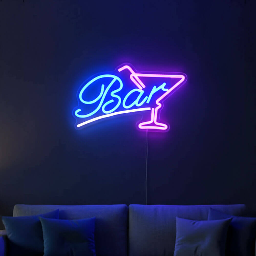 Bar with Martini Glass LED Neon Sign