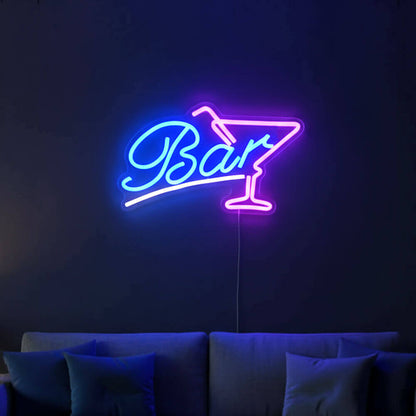 Bar with Martini Glass LED Neon Sign