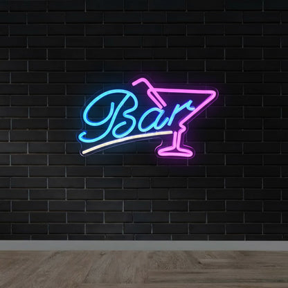 Bar with Martini Glass LED Neon Sign