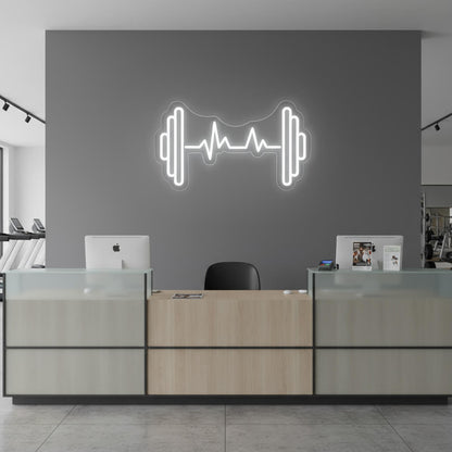 Fitness Barbell with Pulse Rate - Gym LED Neon Sign