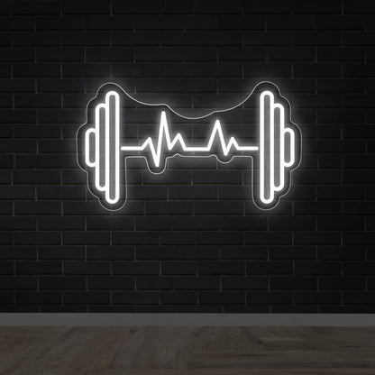 Fitness Barbell with Pulse Rate - Gym LED Neon Sign