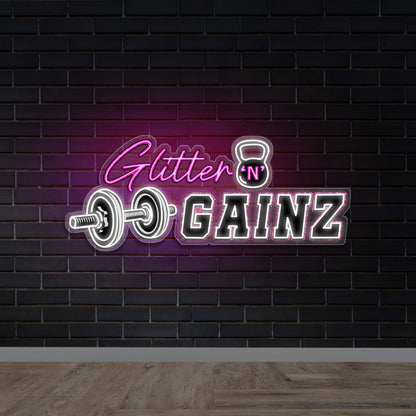 Glitter 'N' Gainz - Premium Neon Artwork