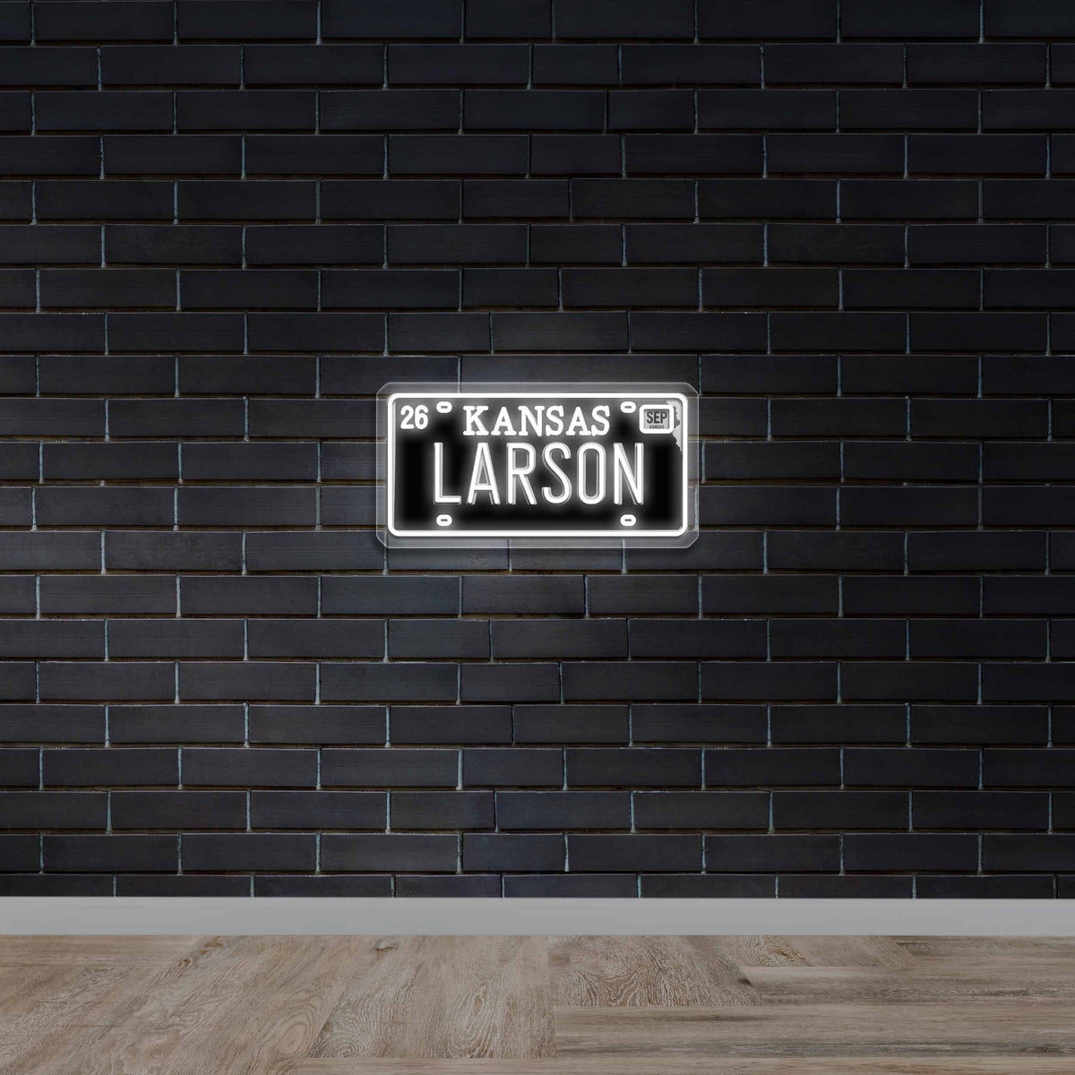 Larson Kansas License Plate - Premium Neon Artwork