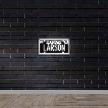 Larson Kansas License Plate - Premium Neon Artwork
