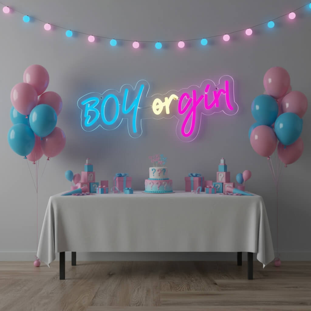 Boy or Girl Gender Reveal Events Decor LED Neon Sign