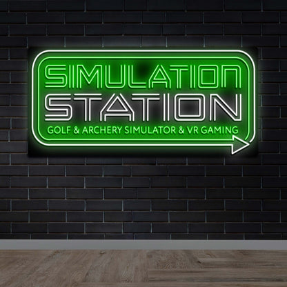 Simulation Station Golf & Archery Simulator & VR Gaming - Premium Neon Artwork