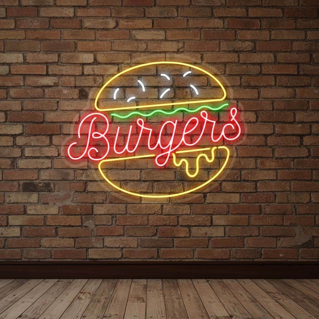 Burgers Premium Restaurant Fast Food LED Neon Sign
