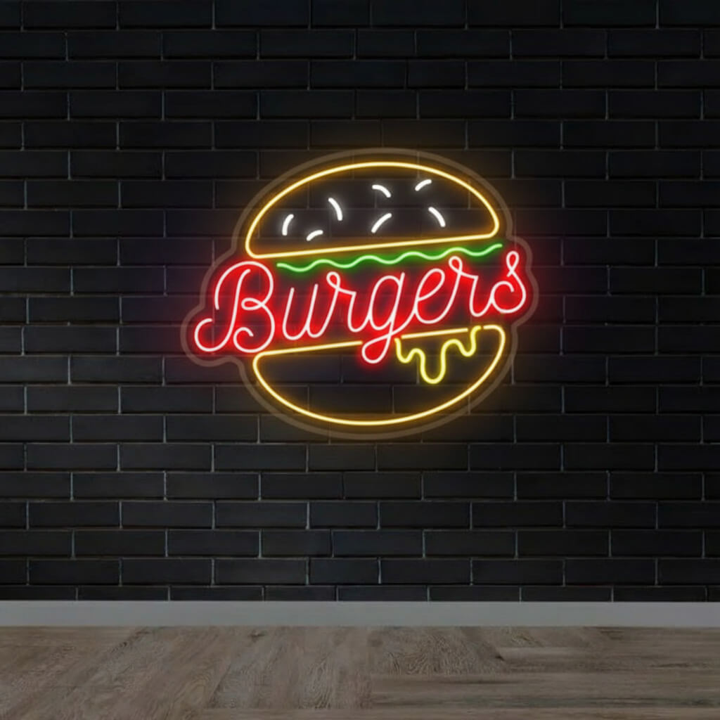 Burgers Premium Restaurant Fast Food LED Neon Sign