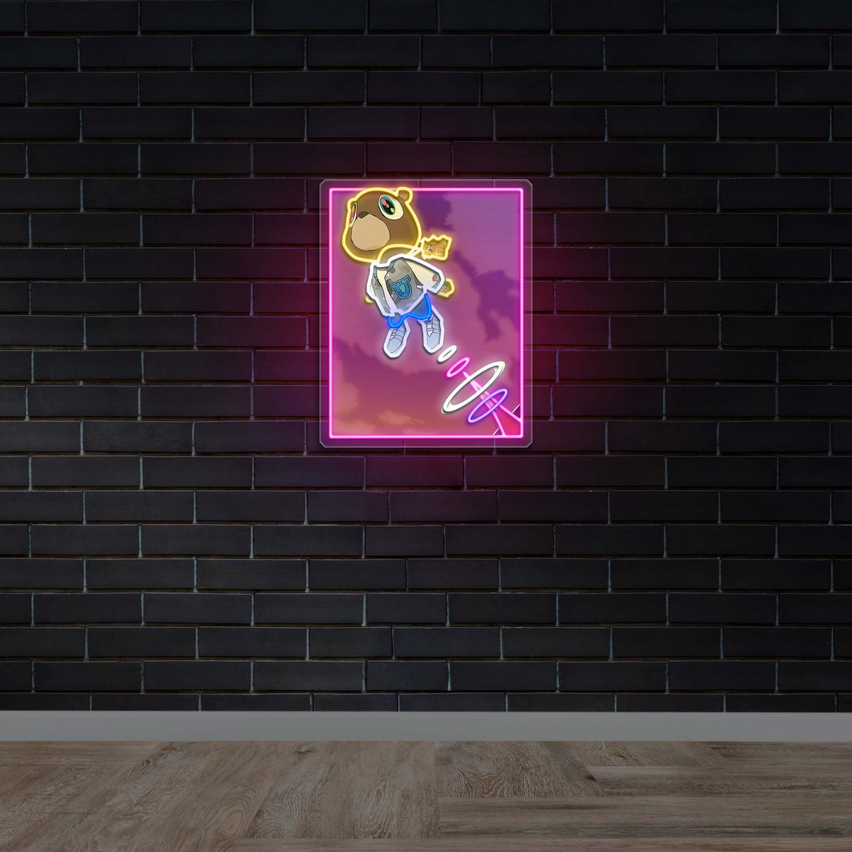 Bear with Rings - Premium Neon Artwork