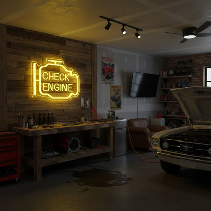 Check Engine Man Cave LED Neon Sign
